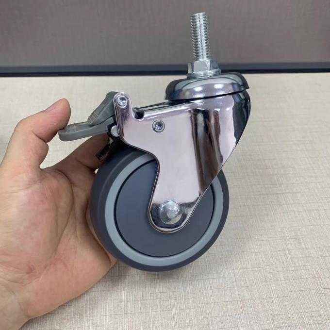 PU Mute Medical Orta Hizmet 4 İnç Kilitleme Kanepe Tekerleri Hastane Tekerleği 0