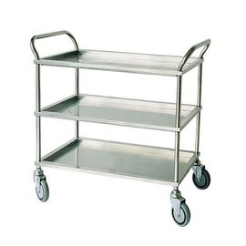 Gümüş Üç Katlı Paslanmaz Çelik Cerrahi Alet Arabası Metal Kolu