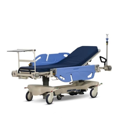 Mavi renkte tekerlekli hastane özel hidrolik ambulans arabası