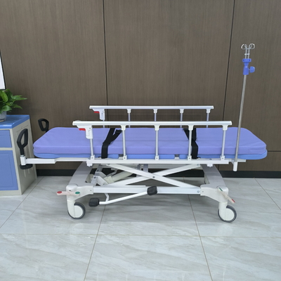 Hastalar için ithal edilen mavi hidrolik ambulans kaldırma arabası