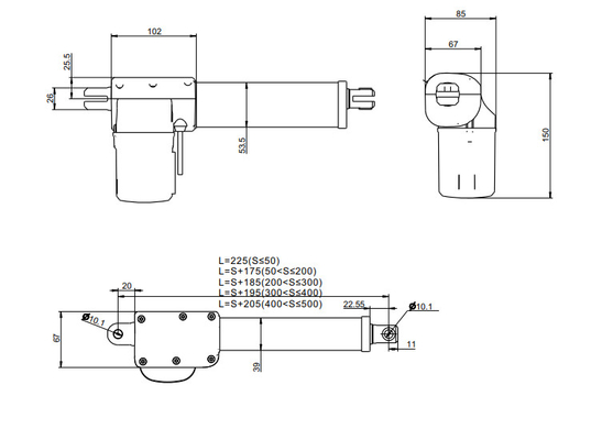 Tıbbi Elektrikli Lineer Aktüatörler 24V Motor Push 6000N ABS Plastik