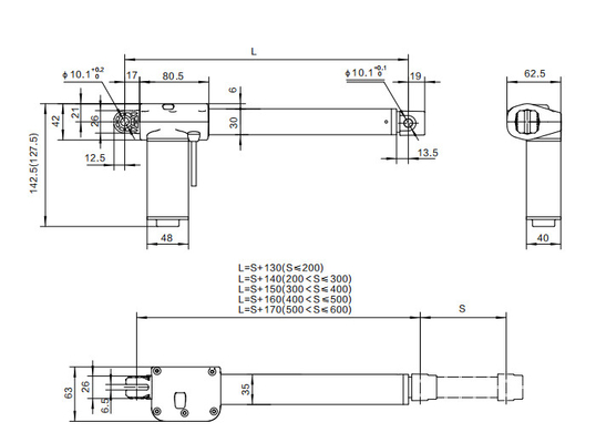 24V DC AC Lineer Aktüatörler Strok Opsiyonel Motor, Tıbbi Yatak İçin 3000N İtme