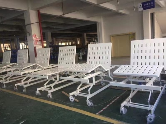Beyaz hastane için iki krank ile çelik sprey plastik manuel hastane yatağı