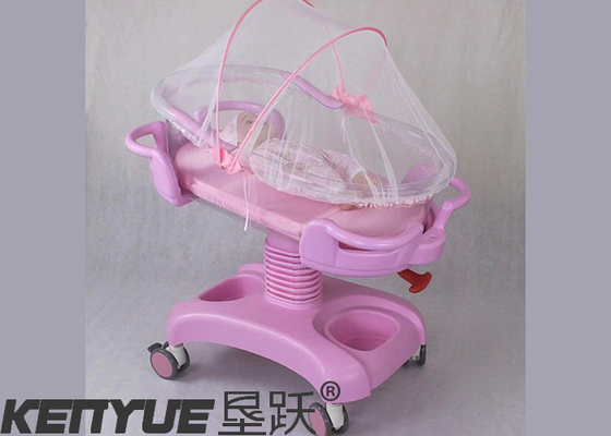Kolay Temizlik ve Güncelleme İçin Pembe Plastik Hastane Bebek Yatağı