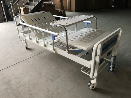 Klinik için Mavi Beyaz İki Fonksiyonlu Manuel Tıbbi Yatak