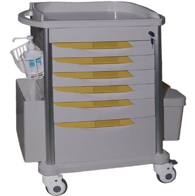 Çok İşlevli Plastik Çelik Beş Çekmeceli tıbbi araba arabası çok renkli