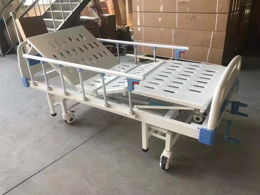 2 Krank Hastane Manuel Hasta Yatağı Çelik Sprey Plastik Çerçeve